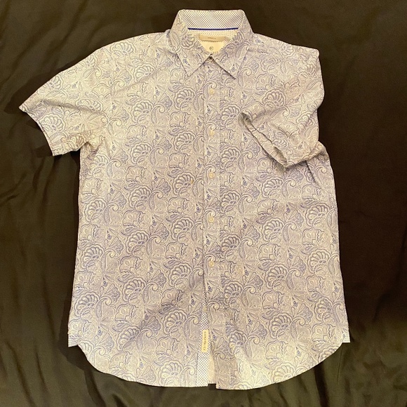 Paisley Print Short Sleeve Button Up by Construct - Picture 1 of 2